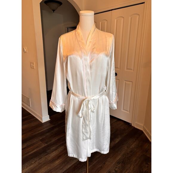 Linea Donatella White Lace Peignoir Set Nightgown Robe Wedding Lingerie Lg Bride - Picture 12 of 12